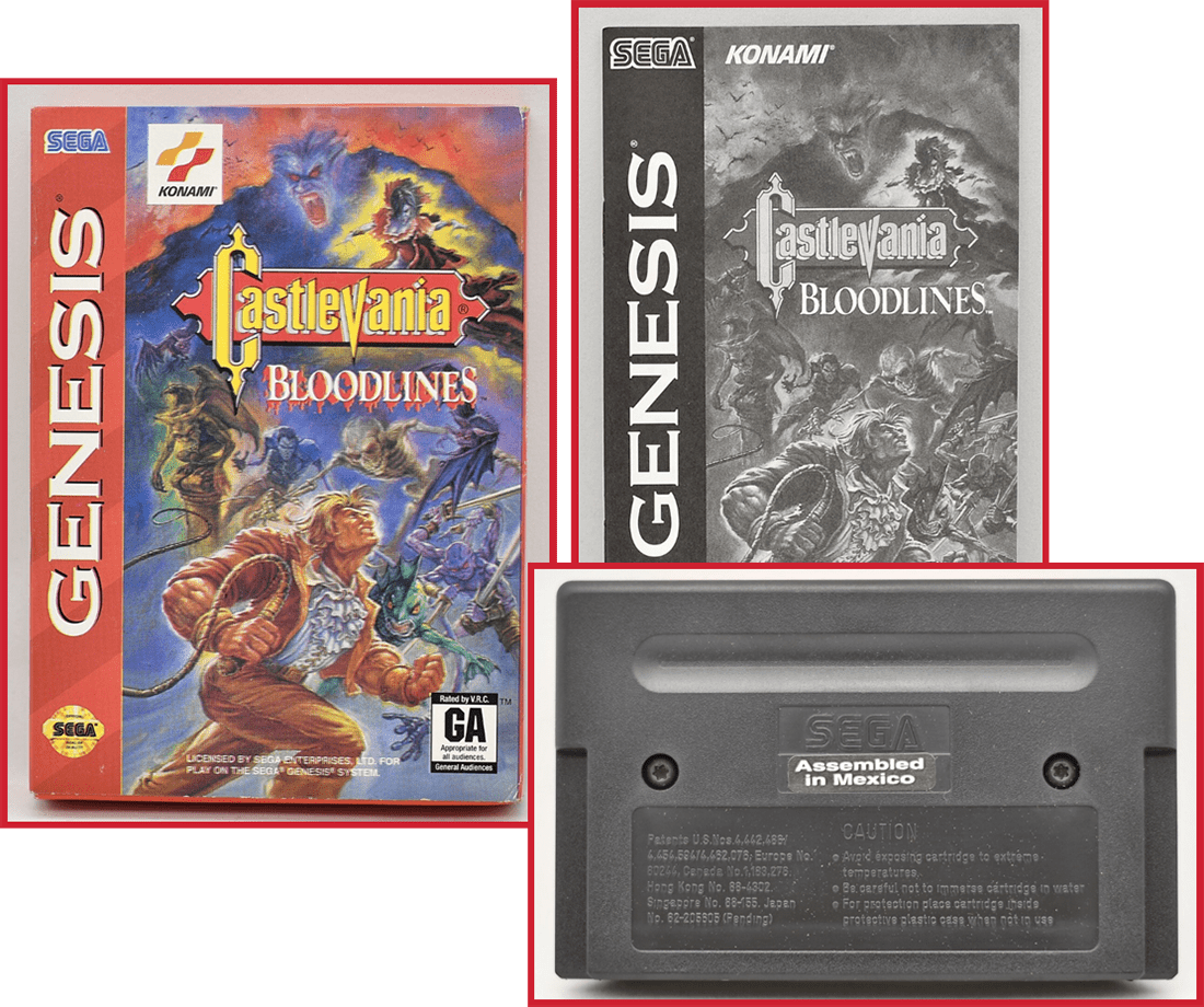 Castlevania: Bloodlines clamshell, manual and cartridge