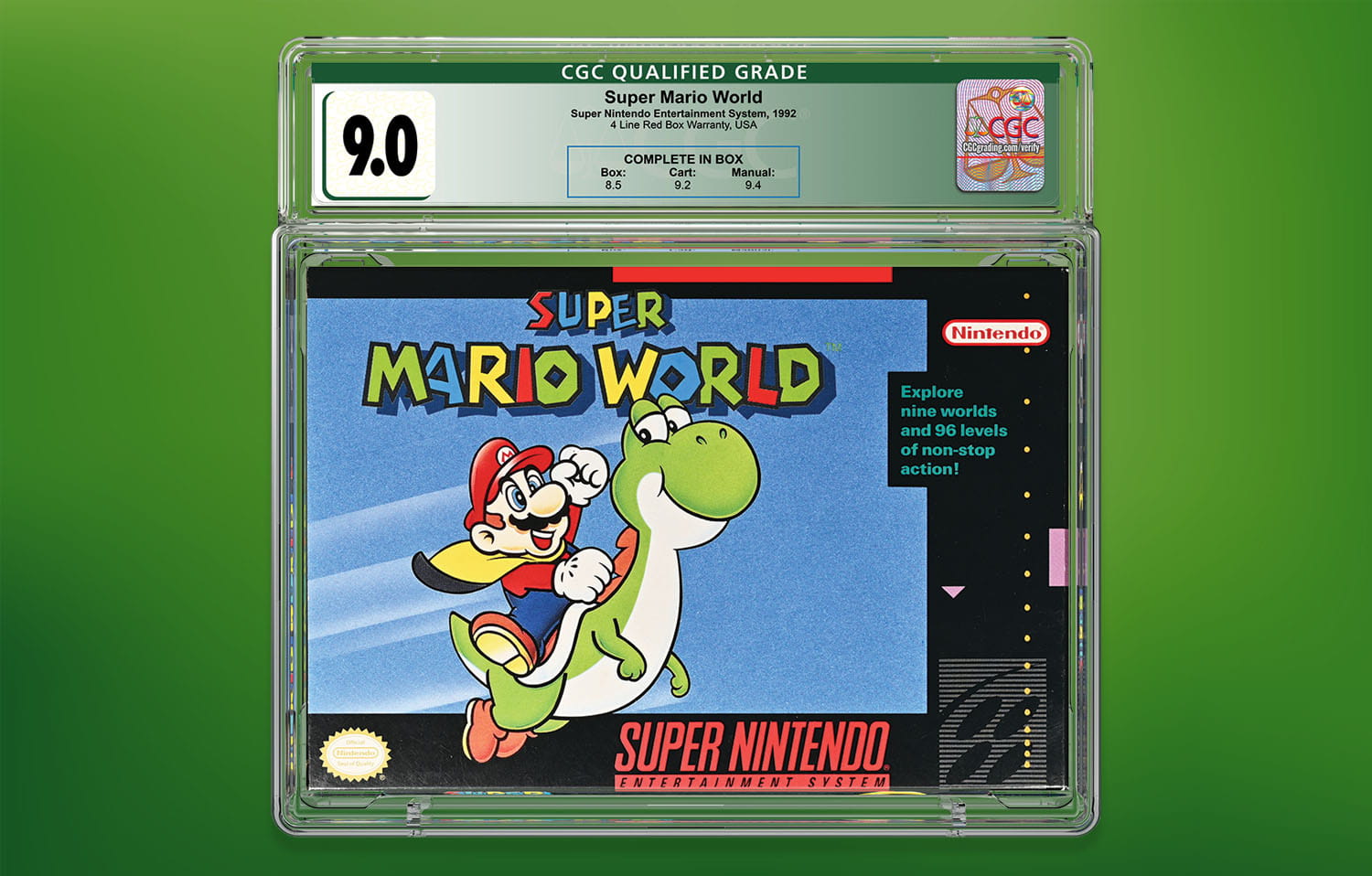 CVG graded Super Mario World with green Qualified label