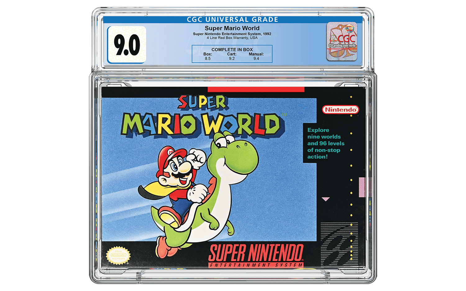 CGC graded Super Mario World video game in holder